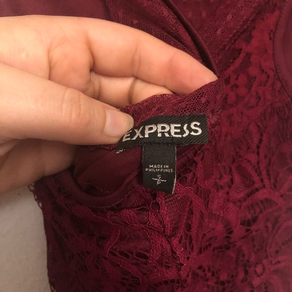 Express small maroon lace bodysuit - Picture 3 of 6